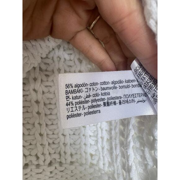 Zara White Chunky Knit Oversized Cardigan Sweater Vest Size Small Gold Button - Picture 6 of 12
